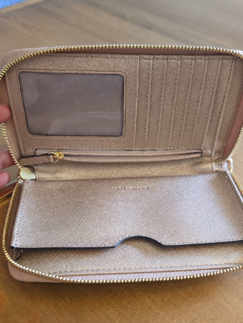 Michael Kors Glitter Zip-Around Wristlet Wallet - Pink Gold - Picture 3 of 4